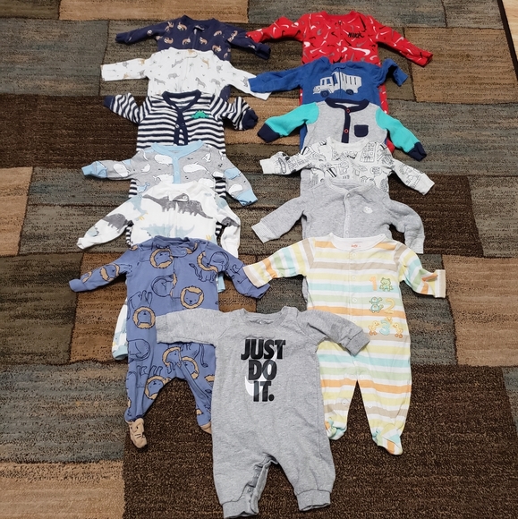 Nike Other - Baby boys size 3 months winter footsie pajama bundle of 13